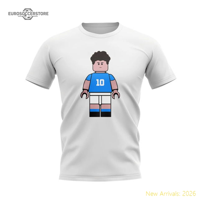 Diego Maradona Napoli Brick Footballer T-Shirt (White)-Football Jersey Hub