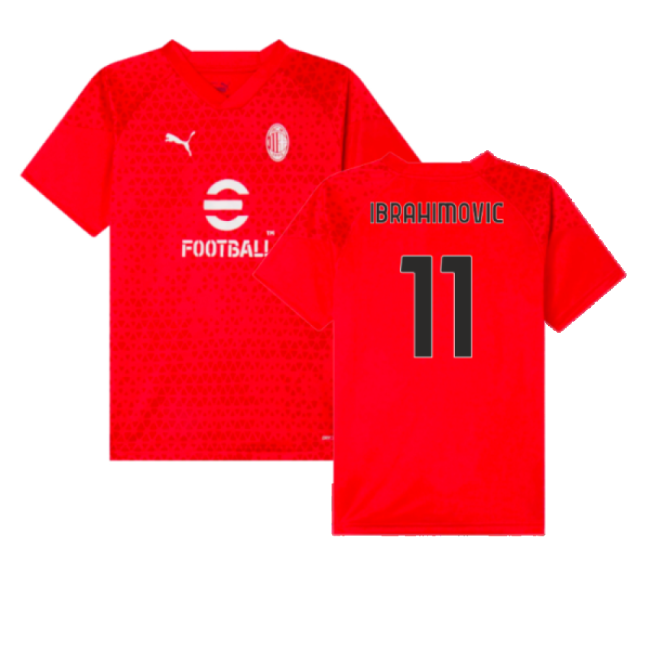 2023-2024 AC Milan Training Jersey (Red) - Kids (Ibrahimovic 11)-Football Jersey Hub