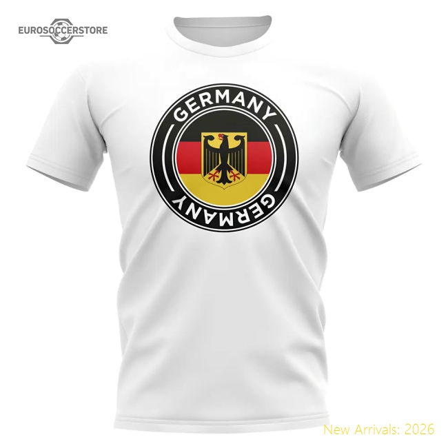 Germany Football Badge T-Shirt (White)-Football Jersey Hub