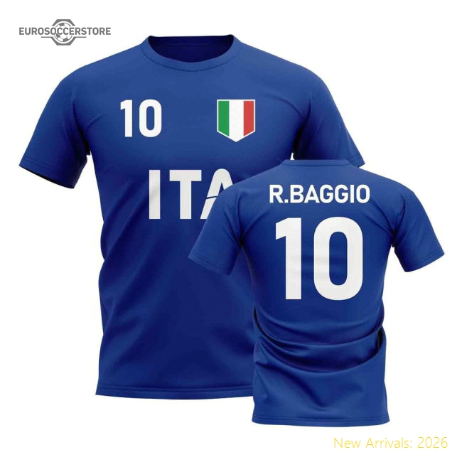Roberto Baggio Country Code Hero T-Shirt (Blue)-Football Jersey Hub