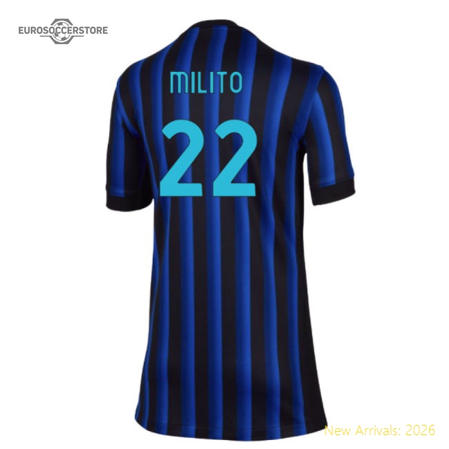 2025-2026 Inter Milan Home Shirt (Kids) (Milito 22)-Football Jersey Hub