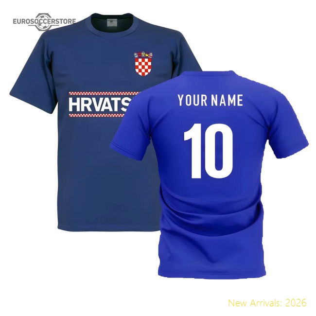 Croatia Team T-Shirt - Royal (Your Name)-Football Jersey Hub