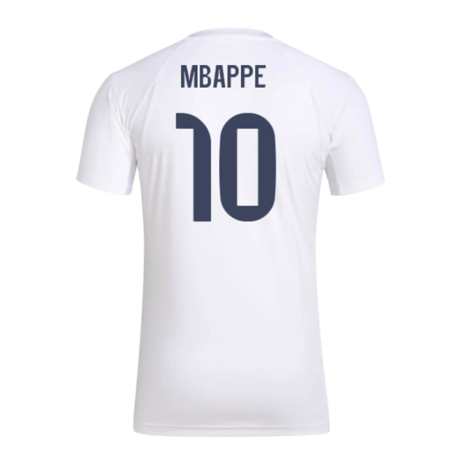 2025-2026 Real Madrid Seasonal Graphic Tee (White) (Mbappe 10)-Football Jersey Hub