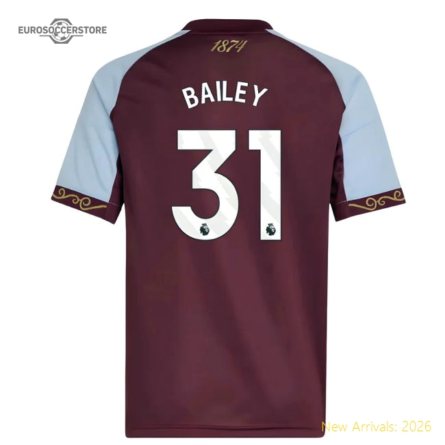 2025-2026 Aston Villa Home Shirt (Kids) (Bailey 31)-Football Jersey Hub