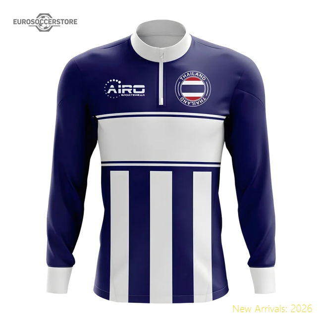Thailand Concept Football Half Zip Midlayer Top (Navy-White)-Football Jersey Hub