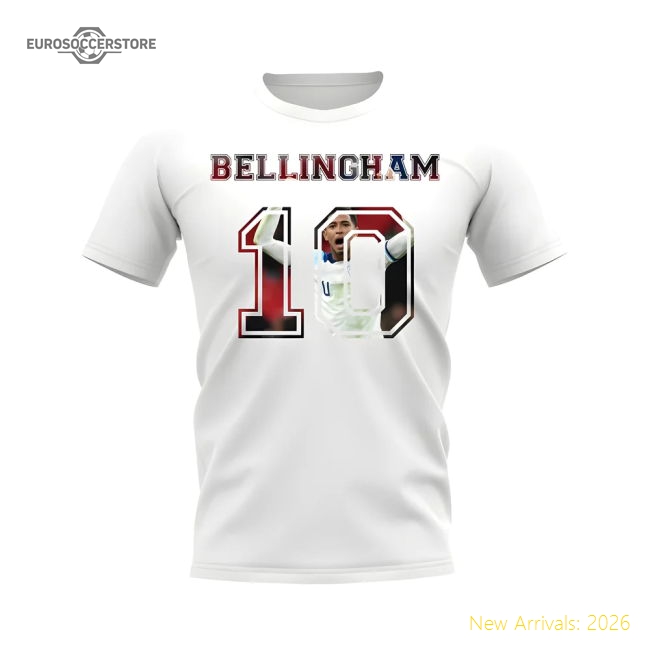 Jude Bellingham England 10 T-Shirt (White)-Football Jersey Hub