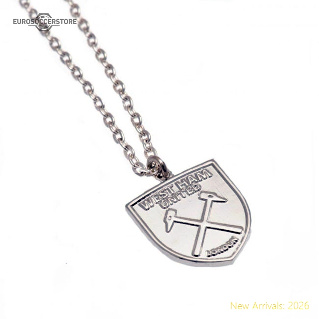 West Ham United FC Silver Plated Pendant & Chain XL-Football Jersey Hub