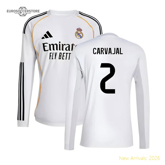 2025-2026 Real Madrid Long Sleeve Home Shirt (Carvajal 2)-Football Jersey Hub