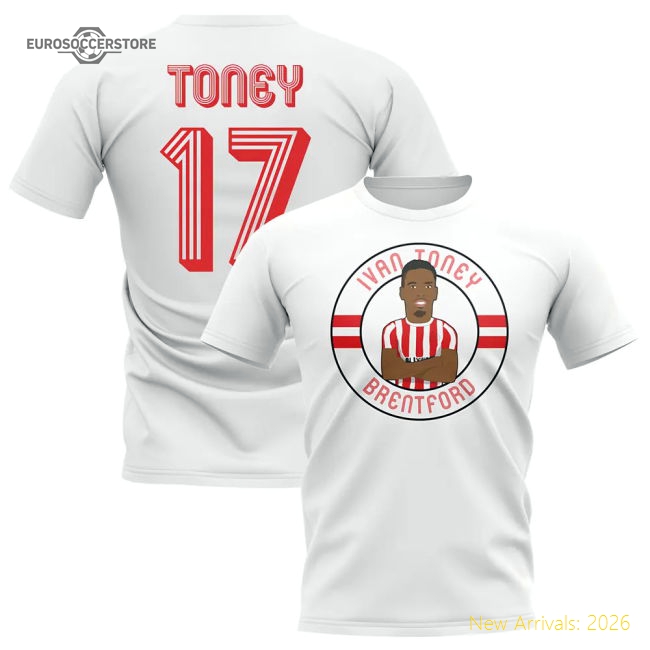 Ivan Toney Brentford Illustration T-Shirt (White)-Football Jersey Hub