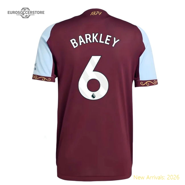 2025-2026 Aston Villa Authentic Home Shirt (Barkley 6)-Football Jersey Hub