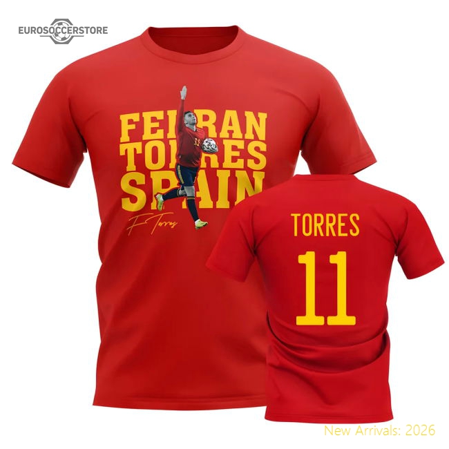 Ferran Torres Spain Player Tee (Red)-Football Jersey Hub