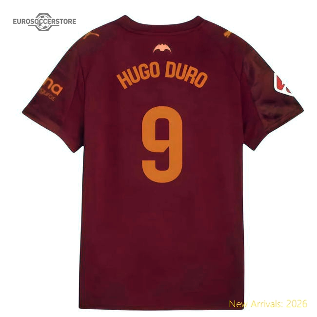 2025-2026 Valencia Away Shirt (Hugo Duro 9)-Football Jersey Hub