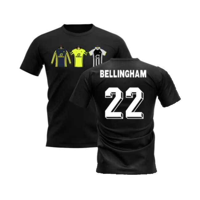 Dortmund 1996-1997 Retro Shirt T-shirt (Black) (Bellingham 22)-Football Jersey Hub