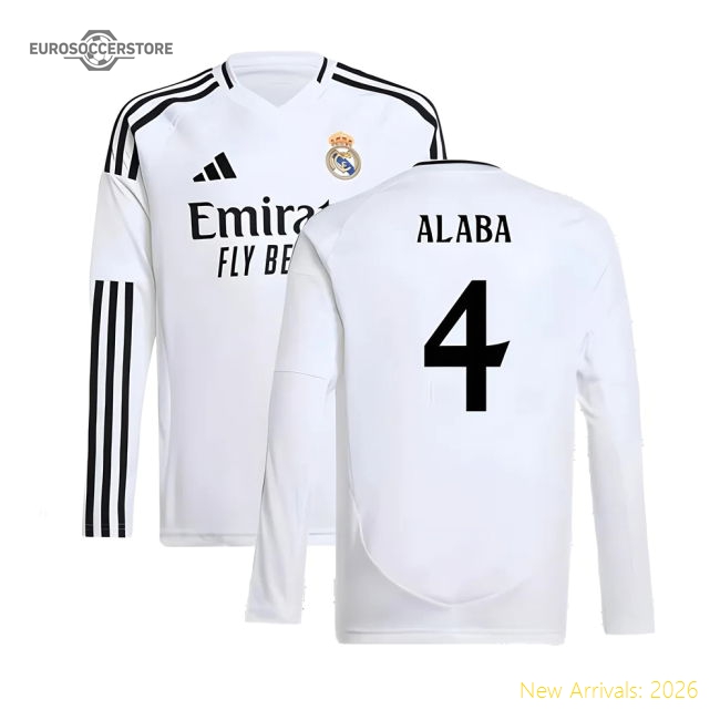 2024-2025 Real Madrid Long Sleeve Home Shirt (Kids) (Alaba 4)-Football Jersey Hub