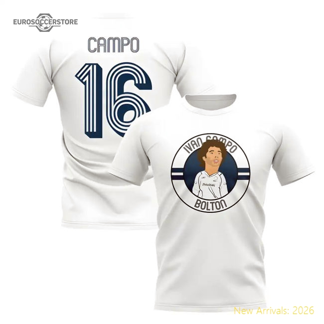 Ivan Campo Bolton Illustration T-Shirt (White)-Football Jersey Hub