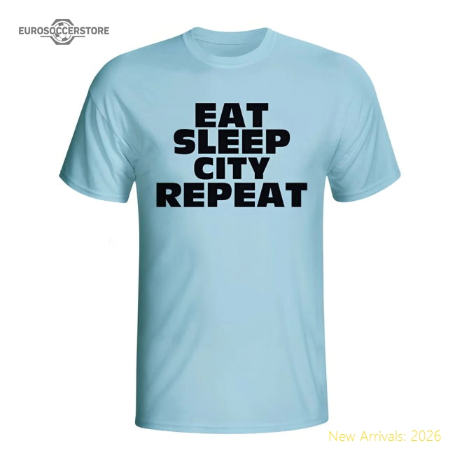 Eat Sleep Man City Repeat T-shirt (sky Blue) - Kids-Football Jersey Hub
