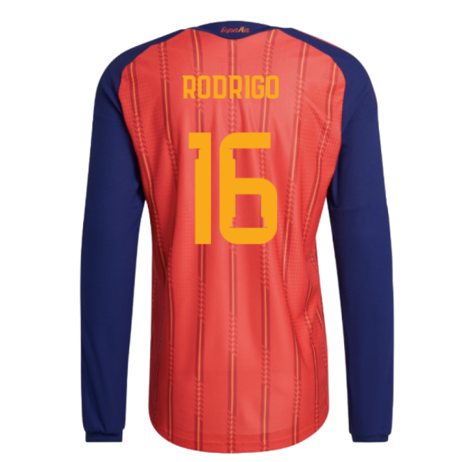 2026-2027 Spain Authentic Long Sleeve Home Shirt (Rodrigo 16)-Football Jersey Hub