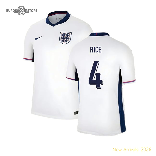 2024-2025 England Home Shirt (Rice 4)-Football Jersey Hub