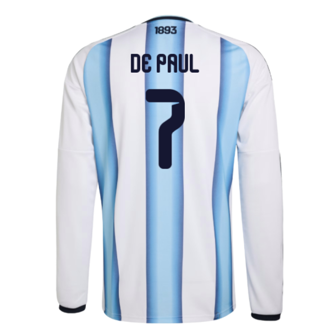 2026-2027 Argentina Long Sleeve Home Shirt (De Paul 7)-Football Jersey Hub