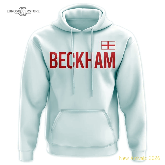David Beckham England Name Hoody (White)-Football Jersey Hub