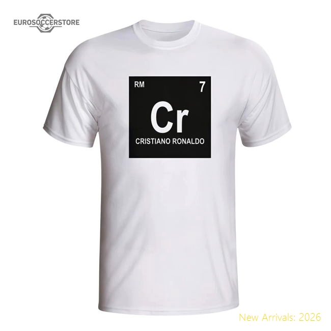 Cristiano Ronaldo Real Madrid Periodic Table T-shirt (white) - Kids-Football Jersey Hub
