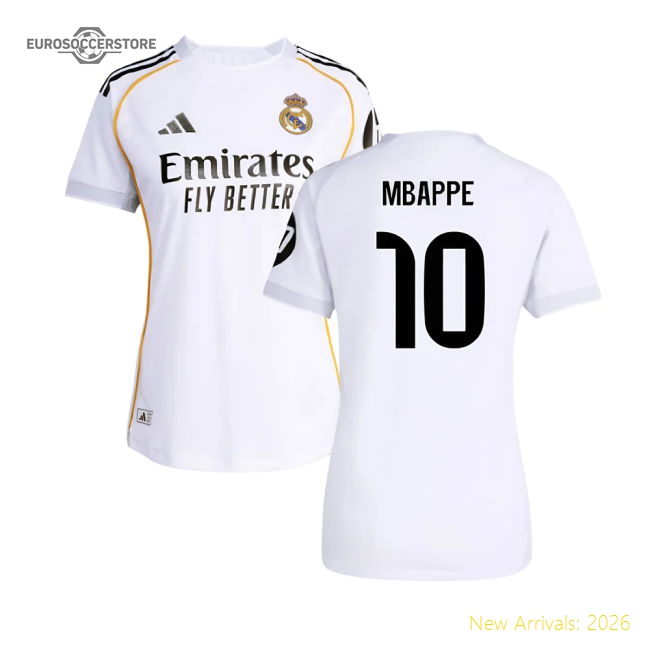 2025-2026 Real Madrid Authentic Home Shirt (Womens) (Mbappe 10)-Football Jersey Hub