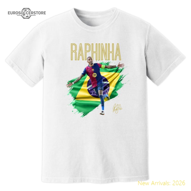 Raphinha Barcelona Celebration T-Shirt (White)-Football Jersey Hub
