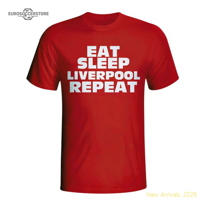 Eat Sleep Liverpool Repeat T-shirt (red)-Football Jersey Hub