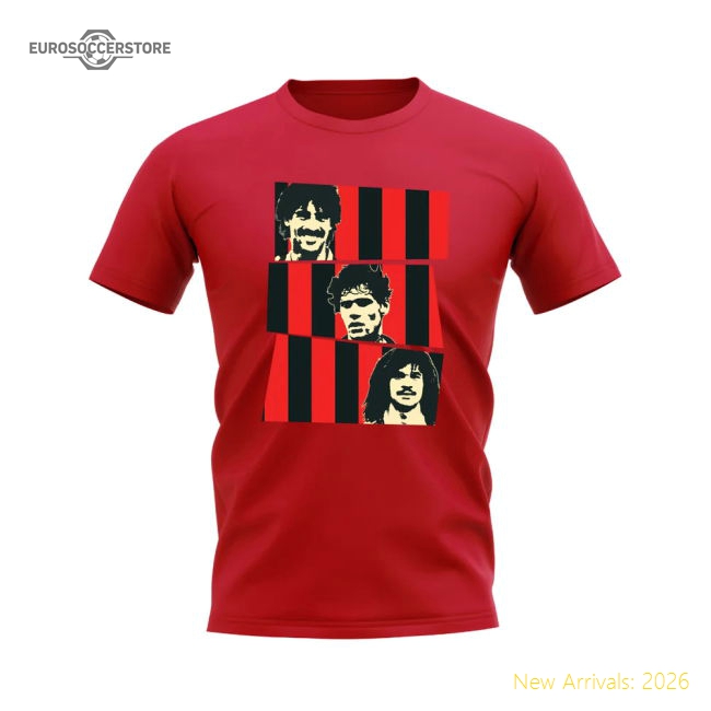 Van Basten Rijkaard Gullit AC Milan Trio T-Shirt (Red)-Football Jersey Hub