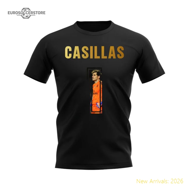Iker Casillas Name And Number Real Madrid T-Shirt (Black)-Football Jersey Hub