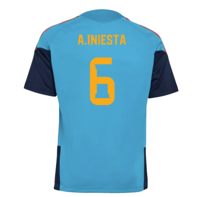 2025-2025 Spain Training Jersey (Bold Aqua) - Kids (A.Iniesta 6)-Football Jersey Hub