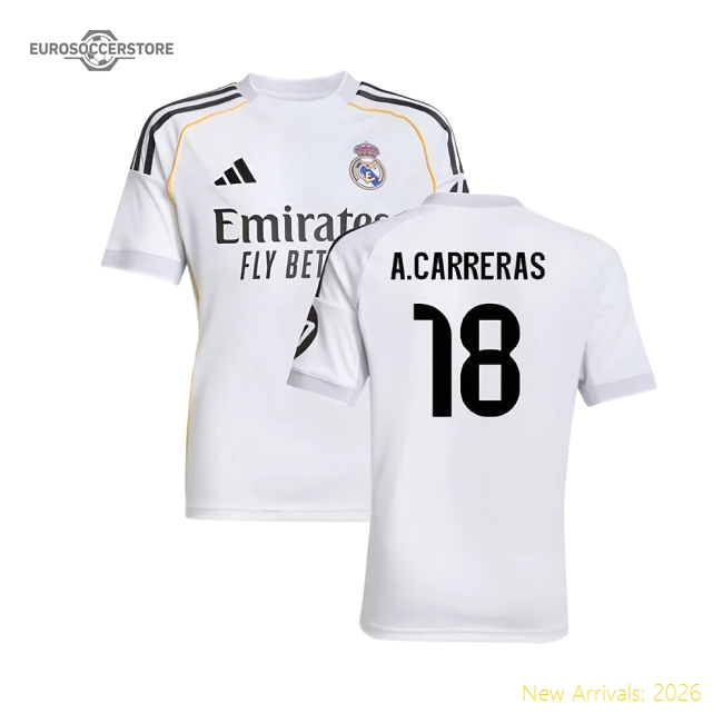 2025-2026 Real Madrid Home Shirt (Kids) (A.Carreras 18)-Football Jersey Hub