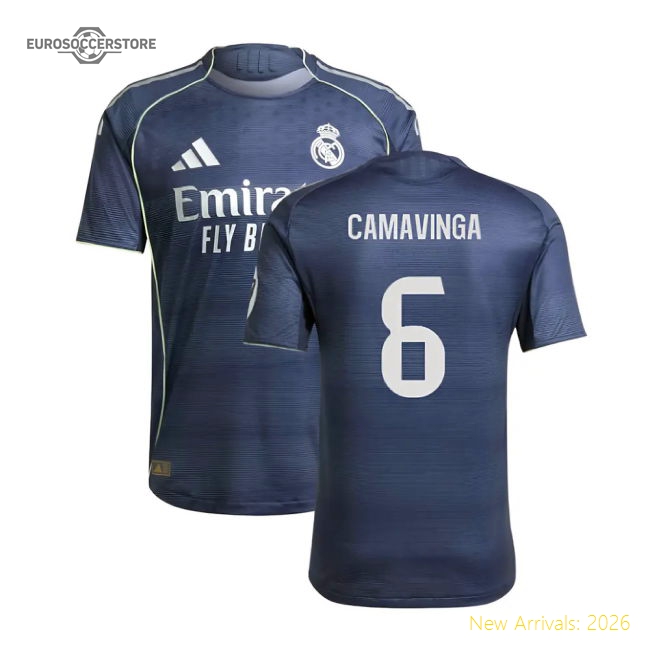2025-2026 Real Madrid Authentic Away Shirt (Camavinga 6)-Football Jersey Hub