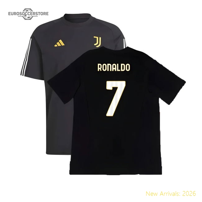 2023-2024 Juventus Cotton Tee (Black) (RONALDO 7)-Football Jersey Hub