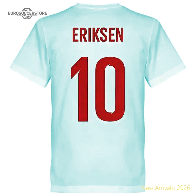 Denmark Eriksen 10 Team T-Shirt - White-Football Jersey Hub