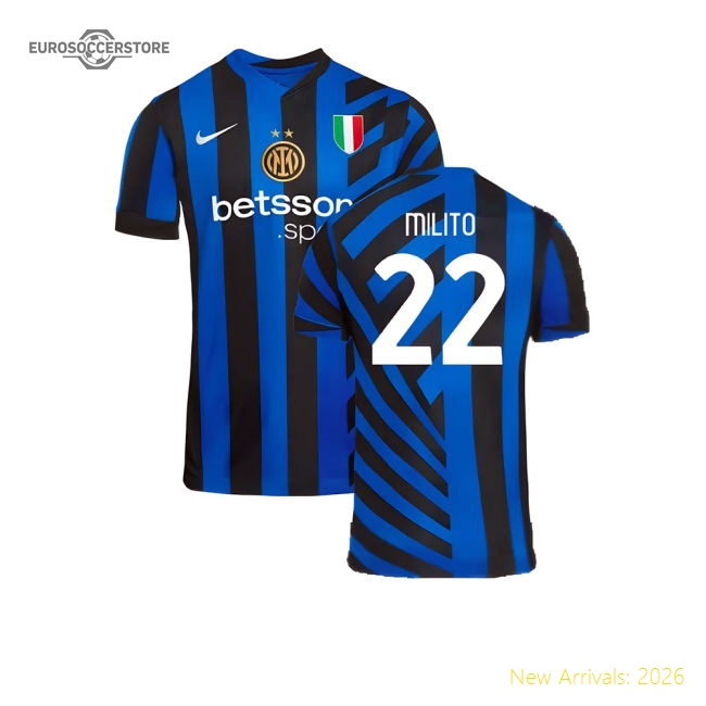 2024-2025 Inter Milan Home Shirt (Milito 22)-Football Jersey Hub