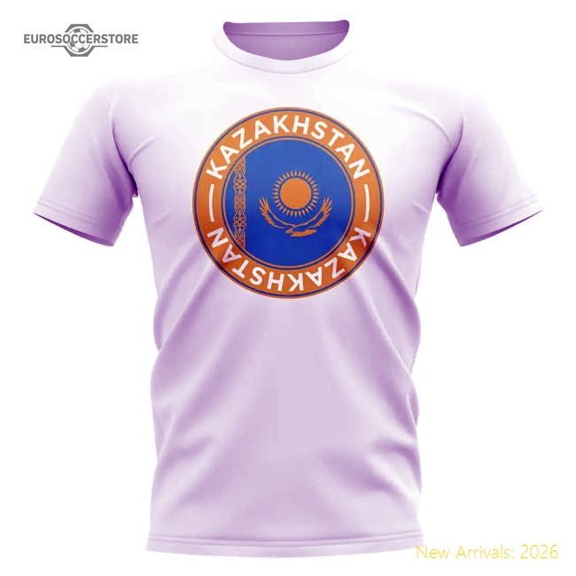 Kazakhstan Football Badge T-Shirt (White)-Football Jersey Hub