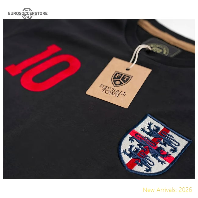 England The Lions Cross 10 Black Retro Shirt-Football Jersey Hub