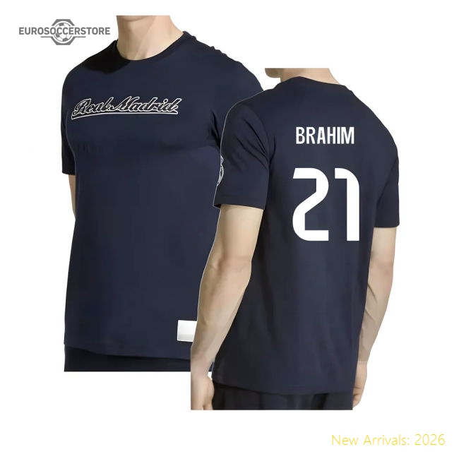 2025-2026 Real Madrid US Tee (Navy) (Brahim 21)-Football Jersey Hub