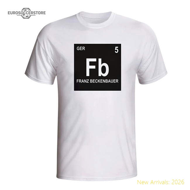 Franz Beckenbauer Germany Periodic Table T-shirt (white)-Football Jersey Hub