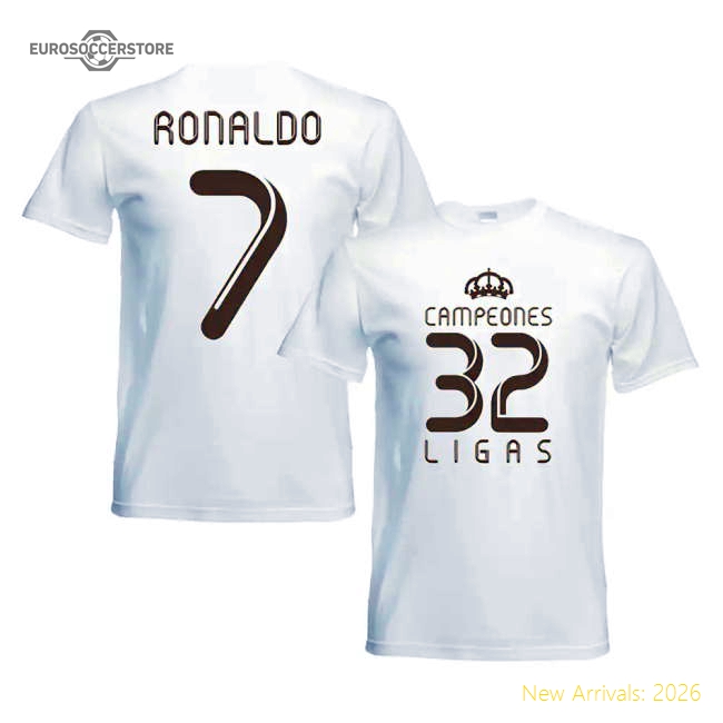 2012 Real Madrid Champions T-Shirt (White) - Ronaldo 7-Football Jersey Hub