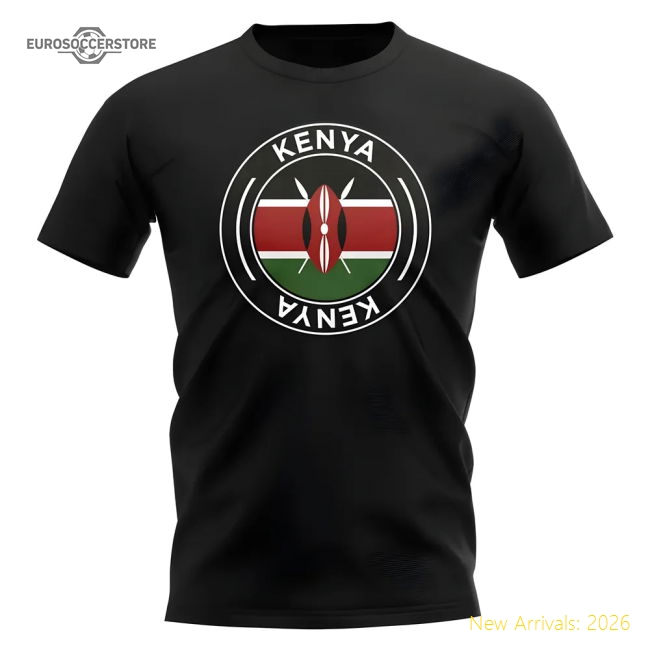 Kenya Football Badge T-Shirt (Black)-Football Jersey Hub