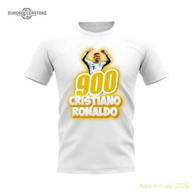 Cristiano Ronaldo 900 Career Goals T-Shirt (White)-Football Jersey Hub