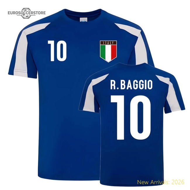 Roberto Baggio Italy Sports Training Jersey (Blue-White)-Football Jersey Hub