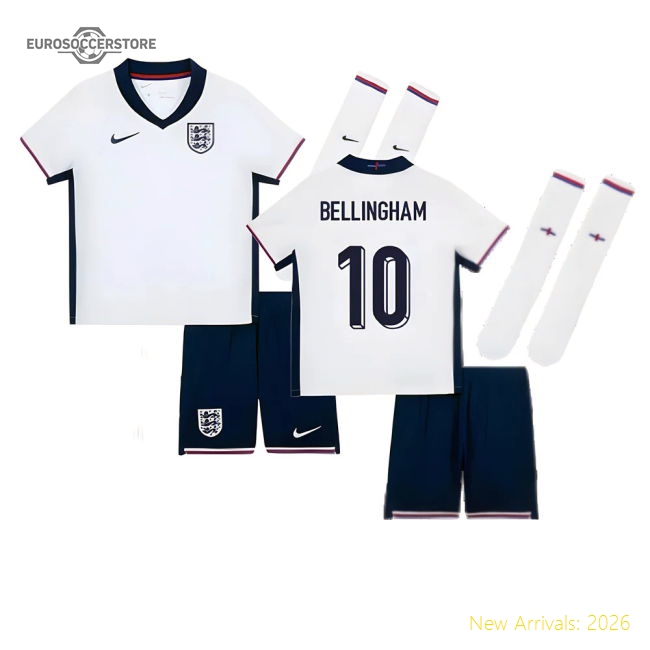 2024-2025 England Home Mini Kit (Bellingham 10)-Football Jersey Hub