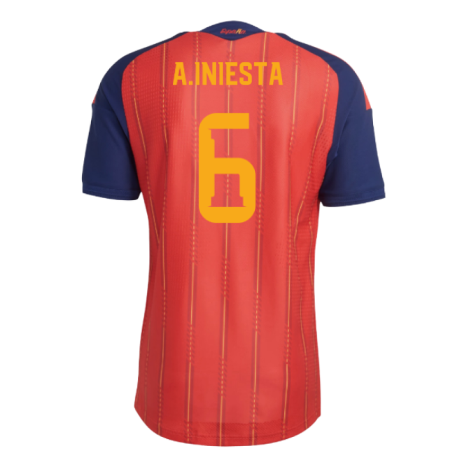 2026-2027 Spain Authentic Home Shirt (A.Iniesta 6)-Football Jersey Hub
