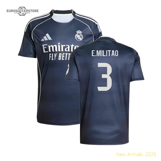 2025-2026 Real Madrid Away Shirt (E.Militao 3)-Football Jersey Hub