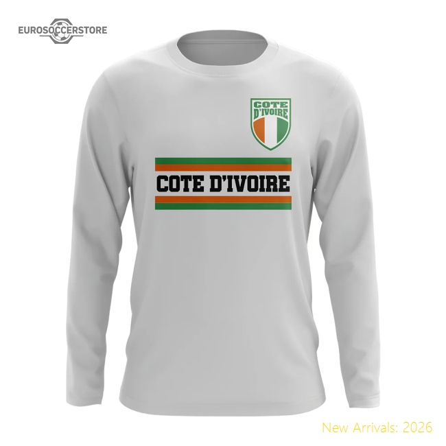 Ivory Coast Core Football Country Long Sleeve T-Shirt (White)-Football Jersey Hub