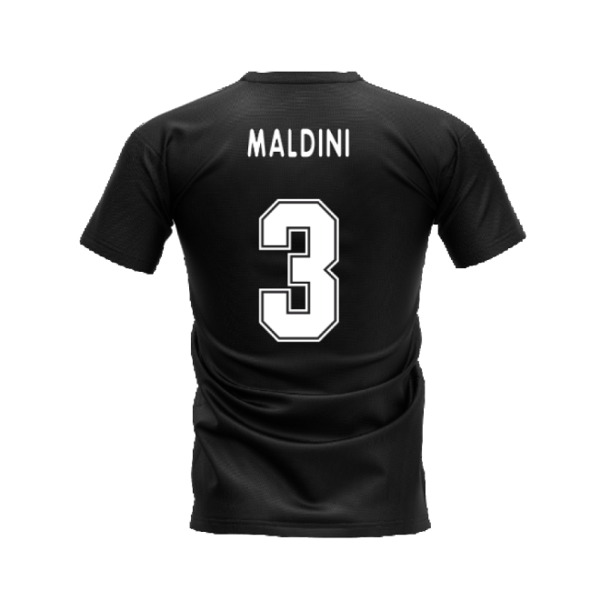 AC Milan 1995-1996 Retro Shirt T-shirt (Black) (MALDINI 3)-Football Jersey Hub
