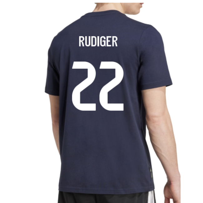 2025-2026 Real Madrid Seasonal Graphic Tee (Legend Ink) (Rudiger 22)-Football Jersey Hub